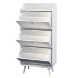 Modern Arc Design Shoe Cabinet With 3 Drawers,Shoe Storage Cabinet for Entryway,Outdoor,White Finish - V.I.P Digital Presence