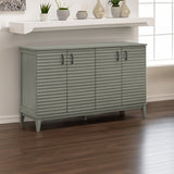 TREXM side panel with 4-door large storage buffet, adjustable shelves and metal handles (antique gray) - V.I.P Digital Presence