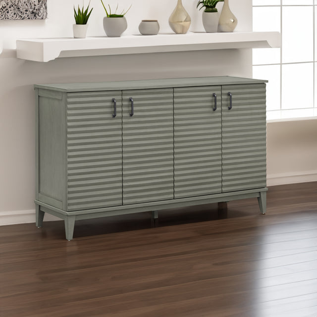 TREXM side panel with 4-door large storage buffet, adjustable shelves and metal handles (antique gray) - V.I.P Digital Presence
