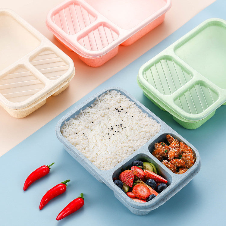 Microwaveable rectangular wheat straw compartment lunch box fresh-keeping lunch box - V.I.P Digital Presence