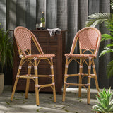 Wicker Bar Stool with Aluminum Frame (Set of 2) - V.I.P Digital Presence