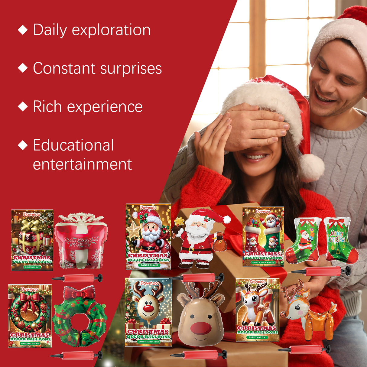 Christmas Balloons,Balloon Standing Santa Claus Reindeer Christmas Tree Event Atmosphere Arrangement - V.I.P Digital Presence