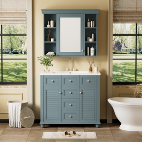 36 inch modern mirror cabinet with adjustable shelves, 2 soft closing doors, and 6 drawer storage cabinet door organizers - V.I.P Digital Presence