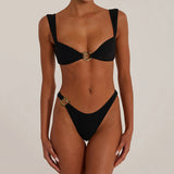 European and American metal buckle sexy swimsuit women's beach bikini hot spring swimsuit - V.I.P Digital Presence