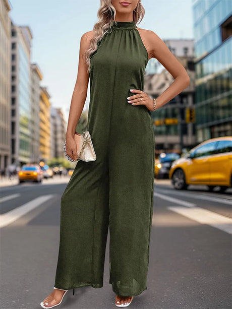Perfee Tied Grecian Wide Leg Jumpsuit - V.I.P Digital Presence