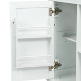Kitchen trolley with rubber wood leaf countertop, 5-wheel kitchen island, storage cabinet and 3 dining drawers, white - V.I.P Digital Presence