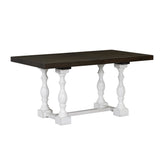 Traditional 6-Piece 78inch Trestle Extendable Dining Table Set with One 18inch Removable Leaf Distressed White - V.I.P Digital Presence