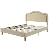 Full Size Velvet Upholstered Smart LED Bed Frame with Adjustable Height Headboard,No Box Spring Needed,Easy Assembly,Beige - V.I.P Digital Presence