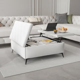 35 inch Wide Square storage benches Coffee Table with Lift Top Oversized Storage Ottoman in Upholstered for Living Room - V.I.P Digital Presence