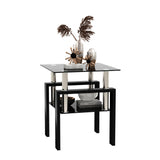 1-Piece Modern Tempered Glass Tea Table Coffee Table End Table, Square Table for Living Room, Black - V.I.P Digital Presence