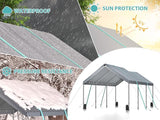 12 * 20 portable car tent garage with adjustable height from 9.5 feet to 11 feet, metal roof and side walls - V.I.P Digital Presence