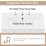 24" Bathroom Vanity with Sink, Bathroom Vanity Cabinet with One Drawer and Doors, Solid Wood and MDF, White - V.I.P Digital Presence
