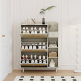Natural Bohemian style shoe cabinet with 3 rattan flip drawers, 3 square shelves, and 1 storage drawer, white - V.I.P Digital Presence