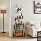 4-Tier Narrow Book Shelf, Bookcase for Home Office, Living Room, Bedroom, Kitchen, Rustic Brown and Black - V.I.P Digital Presence
