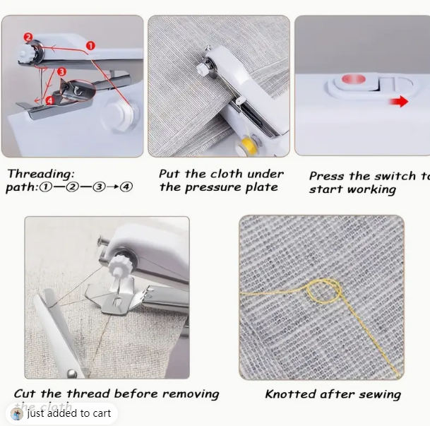 1pc Portable Handheld Sewing Machine - Quick Stitching Tool For Cloth, Clothing And Kids Clothes - 2 Coils Included (Battery Not - V.I.P Digital Presence