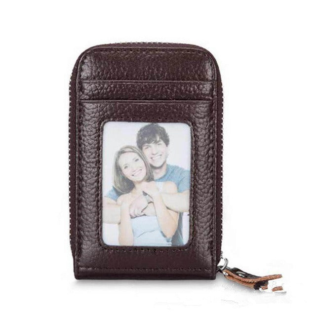 Men's Wallet Genuine PU Leather Credit Card Holder RFID Blocking Zipper Pocket Men bag Multi-card zipper - V.I.P Digital Presence