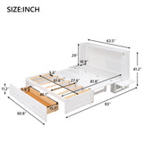 Queen Size Mobile Murphy Bed with Drawer and Little Shelves on Each Side White