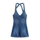 Fashionable and Sexy Halter Denim Jumpsuit for Women Style - V.I.P Digital Presence
