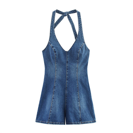 Fashionable and Sexy Halter Denim Jumpsuit for Women Style - V.I.P Digital Presence