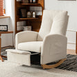 Accent Rocking  Chair with Footrest High Back Rubber Wood Rocking Legs Bedroom Living Space - V.I.P Digital Presence