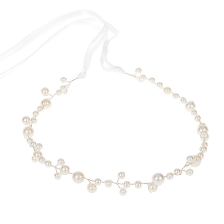 Bride Wedding Hair Accessories Simple Pearl Soft Chain Headband - V.I.P Digital Presence