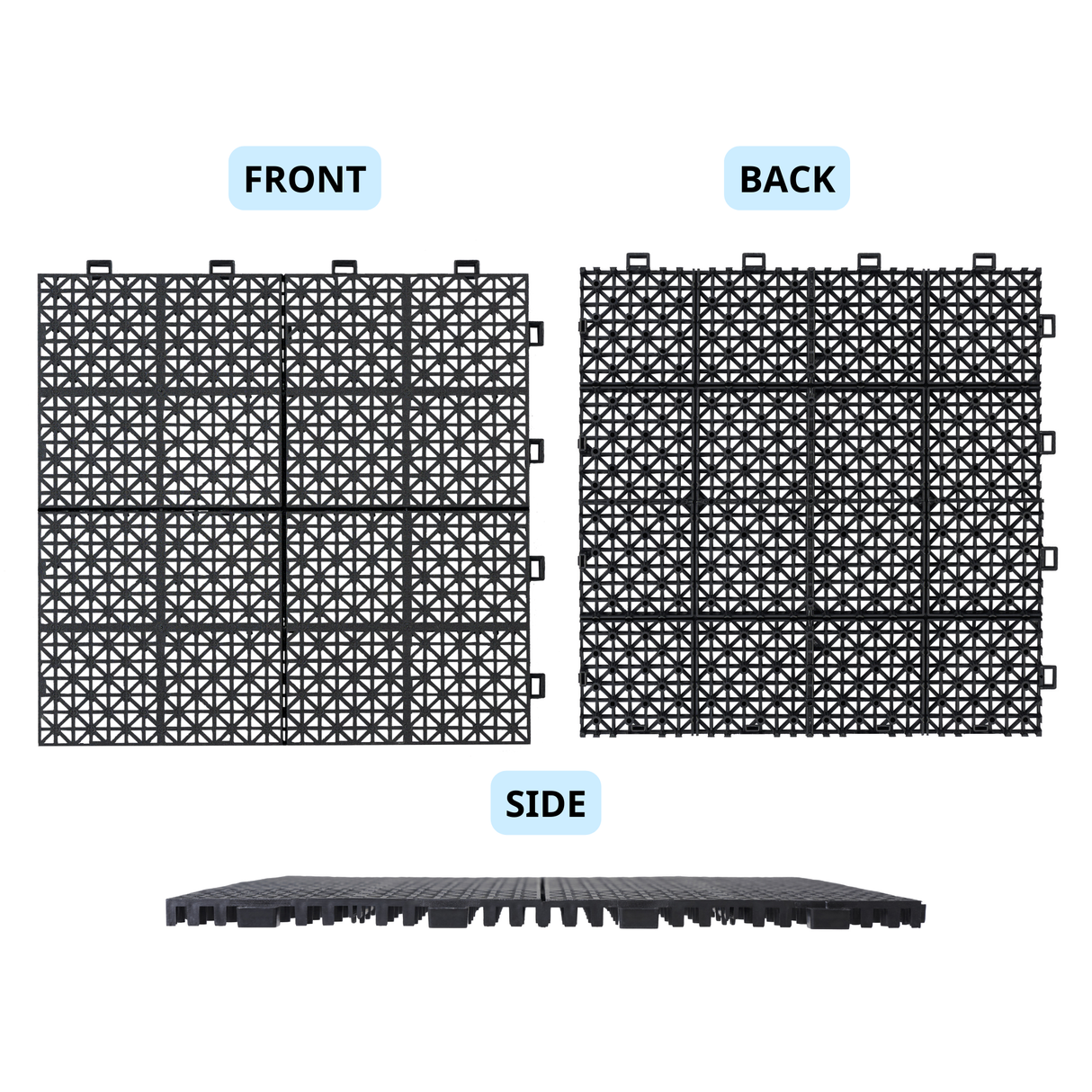 12 x 12 inch black interlocking deck tiles, plastic waterproof, weighing up to 6613 pounds, with a rose pattern pack of 12 - V.I.P Digital Presence