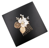 Golden leaf hair comb bridal headdress insert comb jewelry - V.I.P Digital Presence