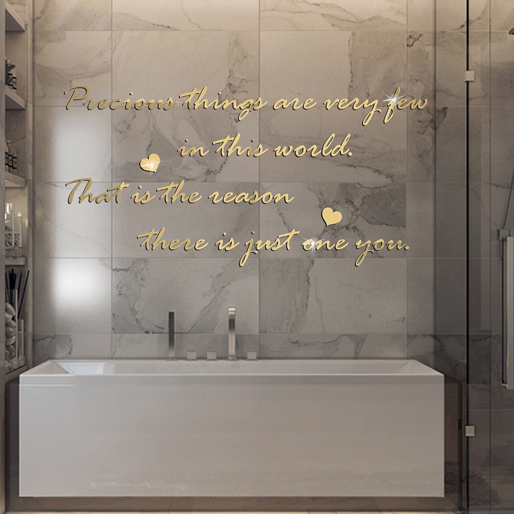 Precious English Letter Acrylic Mirror Surface Sticker Literary Sentence Background Wall Decoration Self-Adhesive 3D Wall Sticker - V.I.P Digital Presence