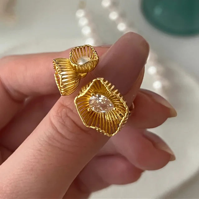 Ring, Golden Pearl, Retro Couple, Creative Wings Design, Thai Silver Party, Jewelry, Birthday Gift - V.I.P Digital Presence