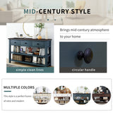 Retro Design Console Table with Two Open Shelves, Pine Solid Wood Frame and Legs for Living Room (Navy) - V.I.P Digital Presence