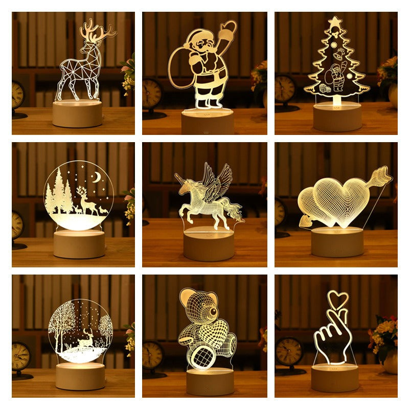 Luz de noche 3D LED, luz de mesa, regalo creativo, luz de cabecera, pequeño regalo para San Valentín, regalo para el día del niño.
