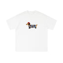 Sausage Dog Flocking Embroidery Short Sleeve T-Shirt Unisex INS Casual Loose Pure Cotton Top Summer Tee Street Fashion - V.I.P Digital Presence