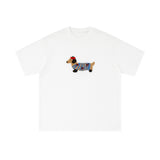 Sausage Dog Flocking Embroidery Short Sleeve T-Shirt Unisex INS Casual Loose Pure Cotton Top Summer Tee Street Fashion - V.I.P Digital Presence