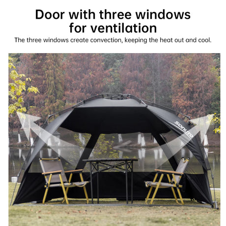 Outdoor 3-4 person one-touch quick-set tent, suitable for beach, fishing, family trips, picnics, parks, UV-resistant with sunsha - V.I.P Digital Presence