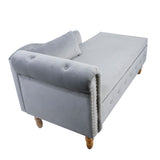 Grey Chaise Lounge Indoor Velvet Lounge Chair for Bedroom with Storage & Pillow Modern Upholstered Rolled Arm Chase Lounge - V.I.P Digital Presence