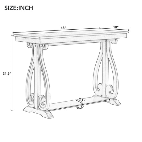 48-Inch Rustic Vintage Console Table --- Farmhouse Style Entryway Table with Open Shelf and Sturdy Construction (Walnut) - V.I.P Digital Presence