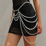 Minimalist party butterfly corset chain women's body chain imitation pearl tassel waist chain shoulder chain jewelry - V.I.P Digital Presence