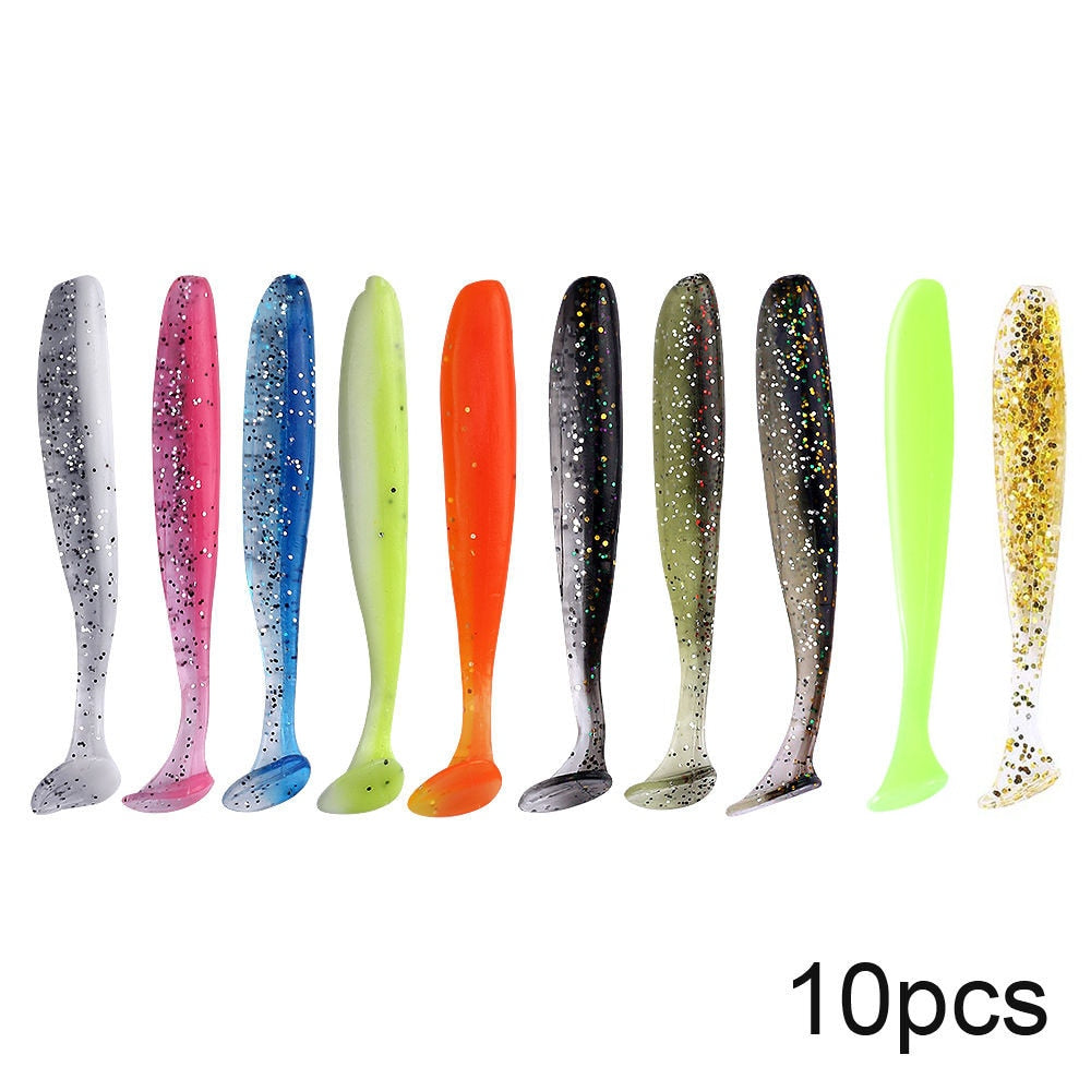 QXO 10 piezas/lote de señuelos blandos de silicona, 7 cm, 2 g, artículos para pesca en el mar, PVA Swimbait Wobblers, aparejos artificiales 