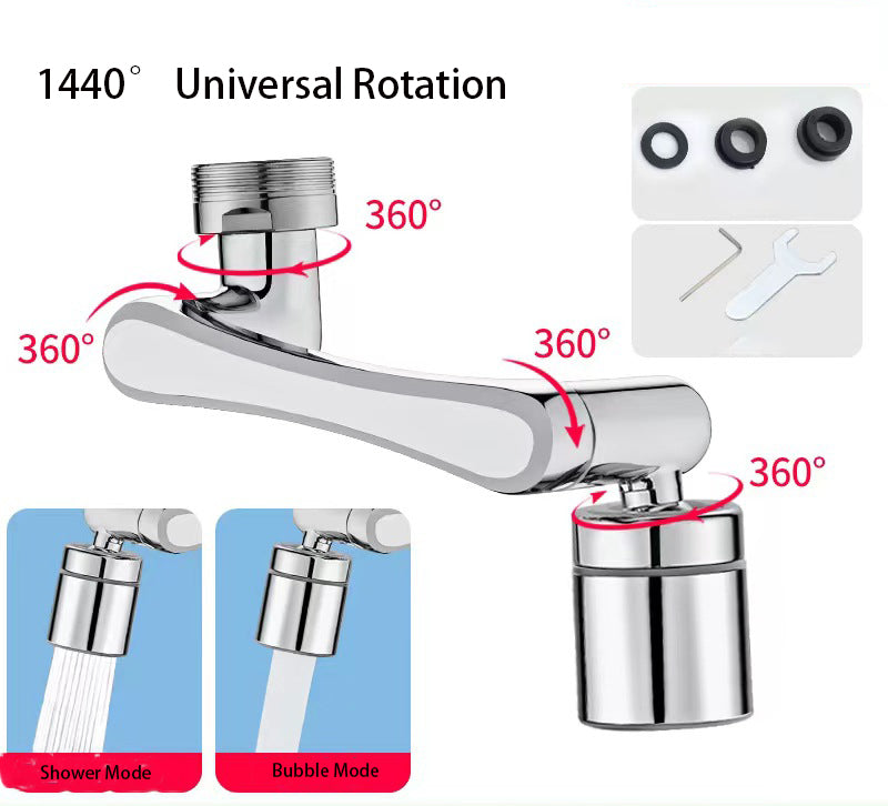 1080 °/1440 ° New Mechanical Arm Double Outlet Bubbler Universal Extension Faucet Splash Proof Washing Faucet Extender - V.I.P Digital Presence
