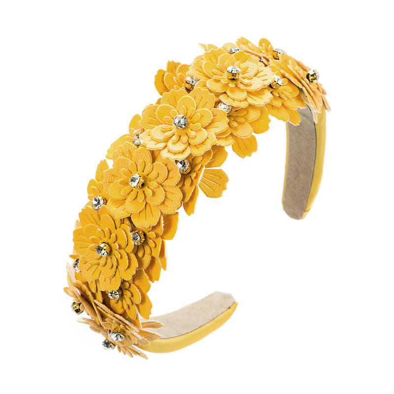 Small Fresh Colorful Flowers Headdress Glass Diamond Retro Headband Female Trendy Hair Band Hair Accessories - V.I.P Digital Presence