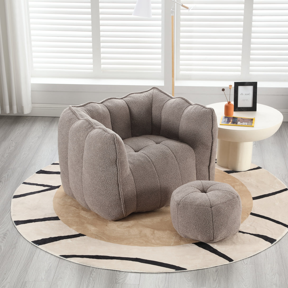 Soft Bean Bag Chair with High Resilient Foam(Chips)for living room and bedroom,Comfortable Square Lazy Sofa with Footstool - V.I.P Digital Presence