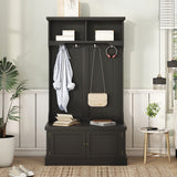Hall Tree with Storage Shoe Bench for Entryway and Hallway, 4-in-1 Design Coat Racks with 4 Hooks for Living Room, Black - V.I.P Digital Presence