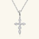 925 Sterling Silver Moissanite Cross Pendant Necklace - V.I.P Digital Presence