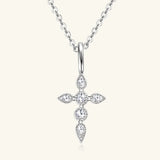 925 Sterling Silver Moissanite Cross Pendant Necklace - V.I.P Digital Presence