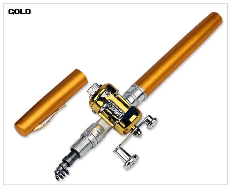 Portable Pocket Telescopic Mini Fishing Rod Pole Pen Shape Folded Fishing Rod With Reel Wheel For Outdoor River Lake Fishing - V.I.P Digital Presence