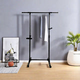 Short clothes hanger with chassis and wheels, heavy-duty rolling clothes hanger, black - V.I.P Digital Presence