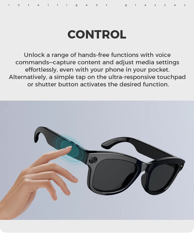 Bluetooth AI shooting glasses Bluetooth call voice assistant real-time translation 5-megapixel shooting stabilization - V.I.P Digital Presence