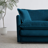 Mid-Century Modern Couch 3-Seater Sofa with 2 Armrest Pillows and 3 Toss Pillows, Couch for Living Room Blue Chenille - V.I.P Digital Presence