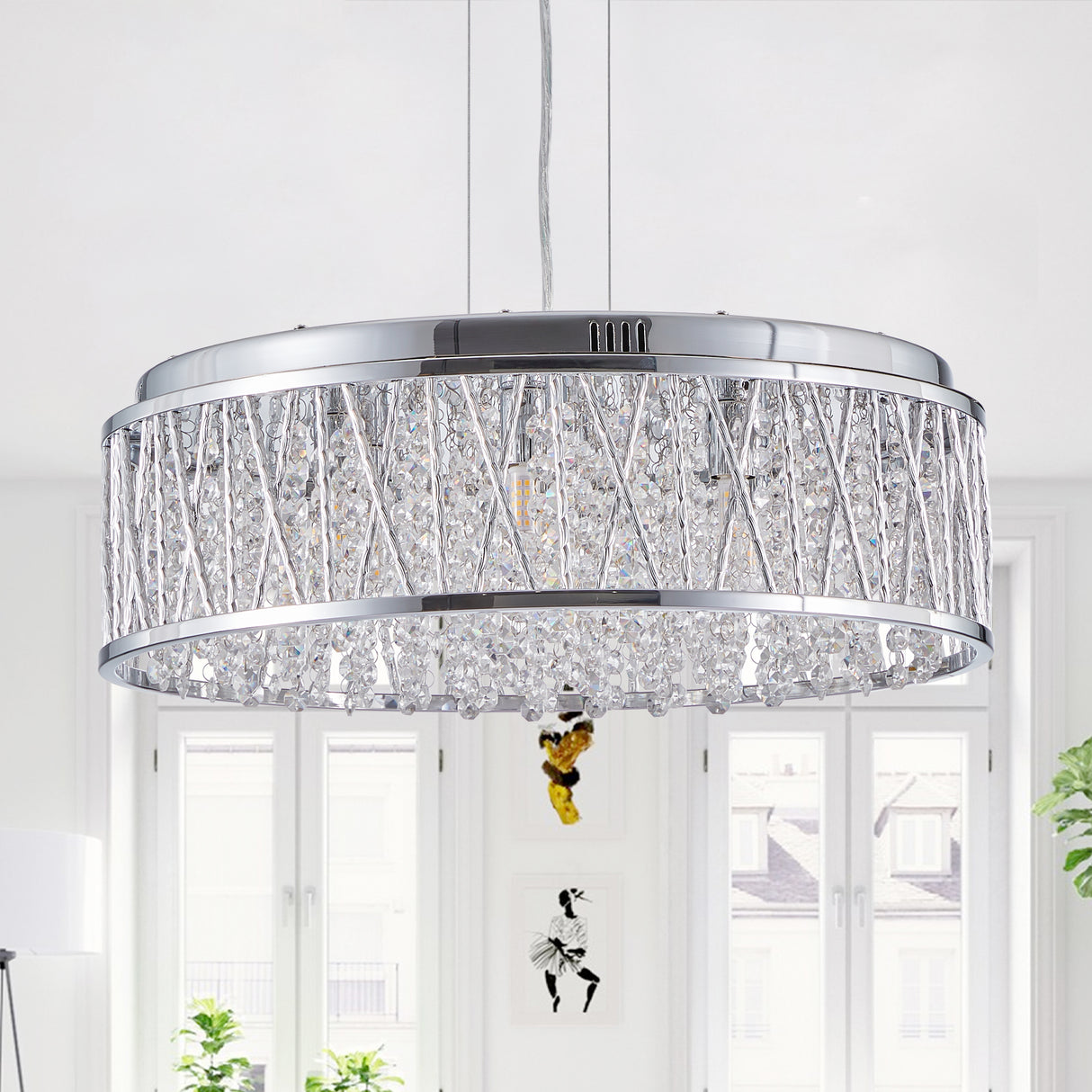 Modern Crystal Pendant 18.9-inch Aluminum+Iron Circular Ceiling Light Embedded Ceiling Fixture - V.I.P Digital Presence