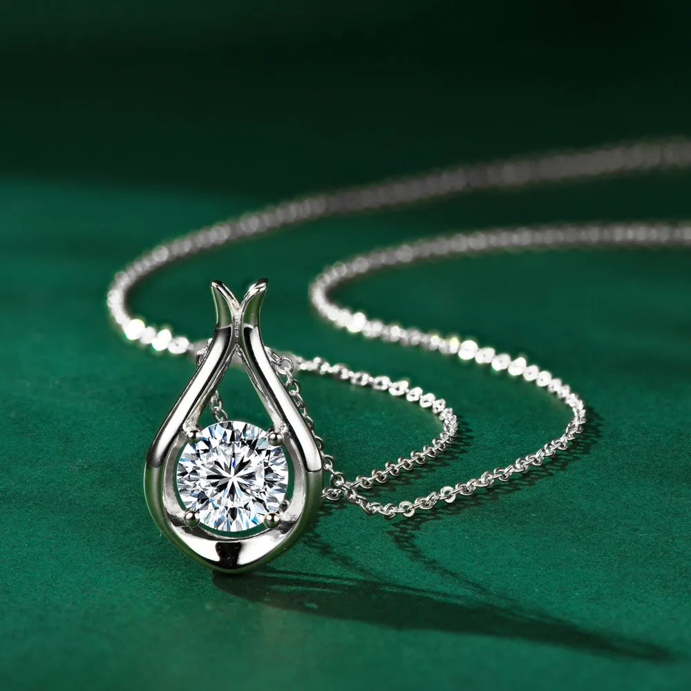 2 Carat Moissanite 925 Sterling Silver Pendant Necklace - V.I.P Digital Presence